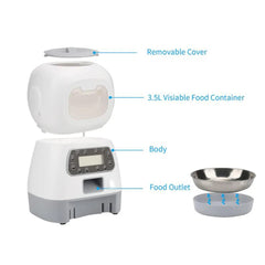 Automatic Pet Feeder Smart Food Dispenser For Cats Dogs 3.5L