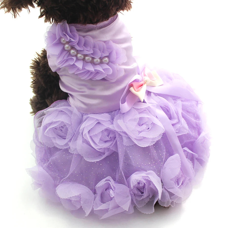 Dog Princess Wedding Dress Tutu Rosette&Bow Dresses