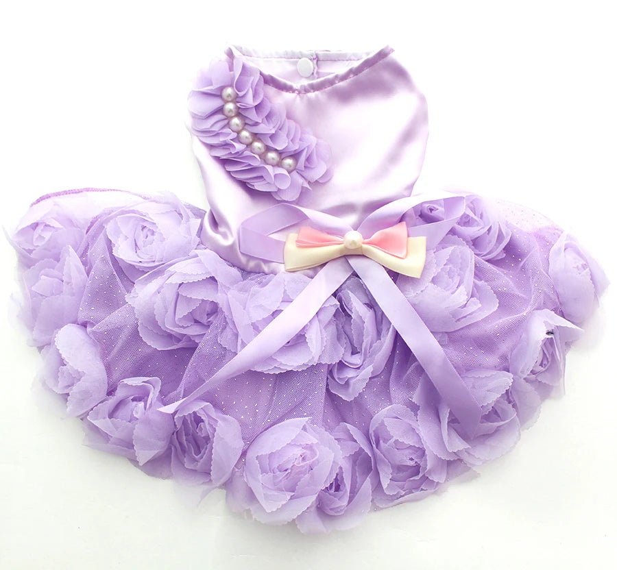 Dog Princess Wedding Dress Tutu Rosette&Bow Dresses