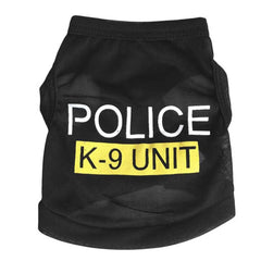 Police Suit Cosplay Dog Clothes Black  T-Shirt Coat