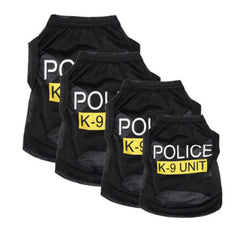 Police Suit Cosplay Dog Clothes Black  T-Shirt Coat