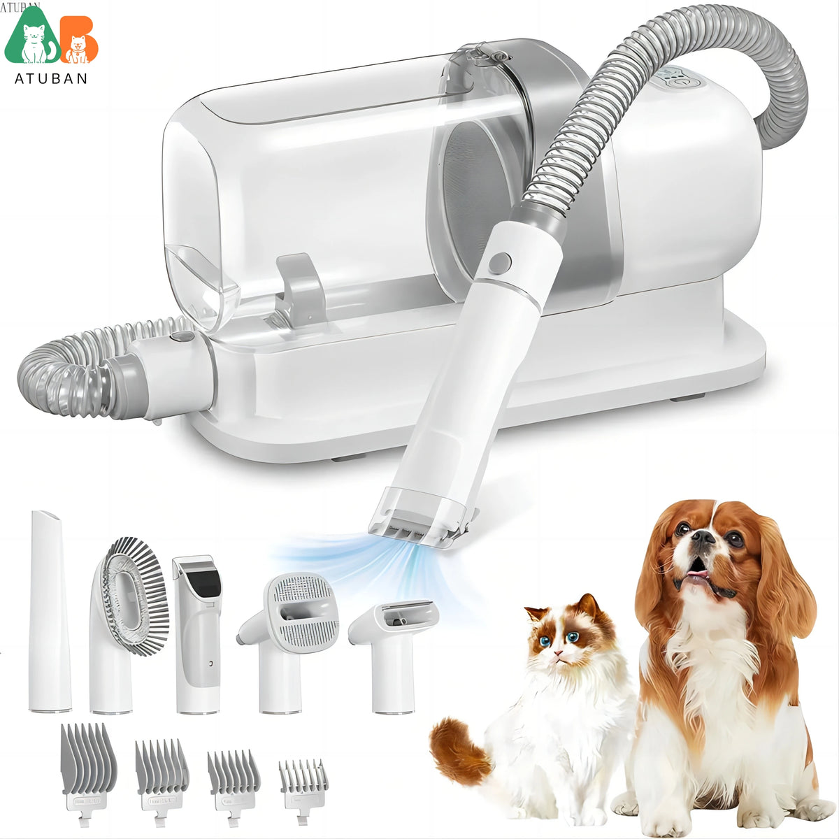 ATUBAN Pet Grooming Vacuum & Dog Grooming Kit with 2.3L Capacity