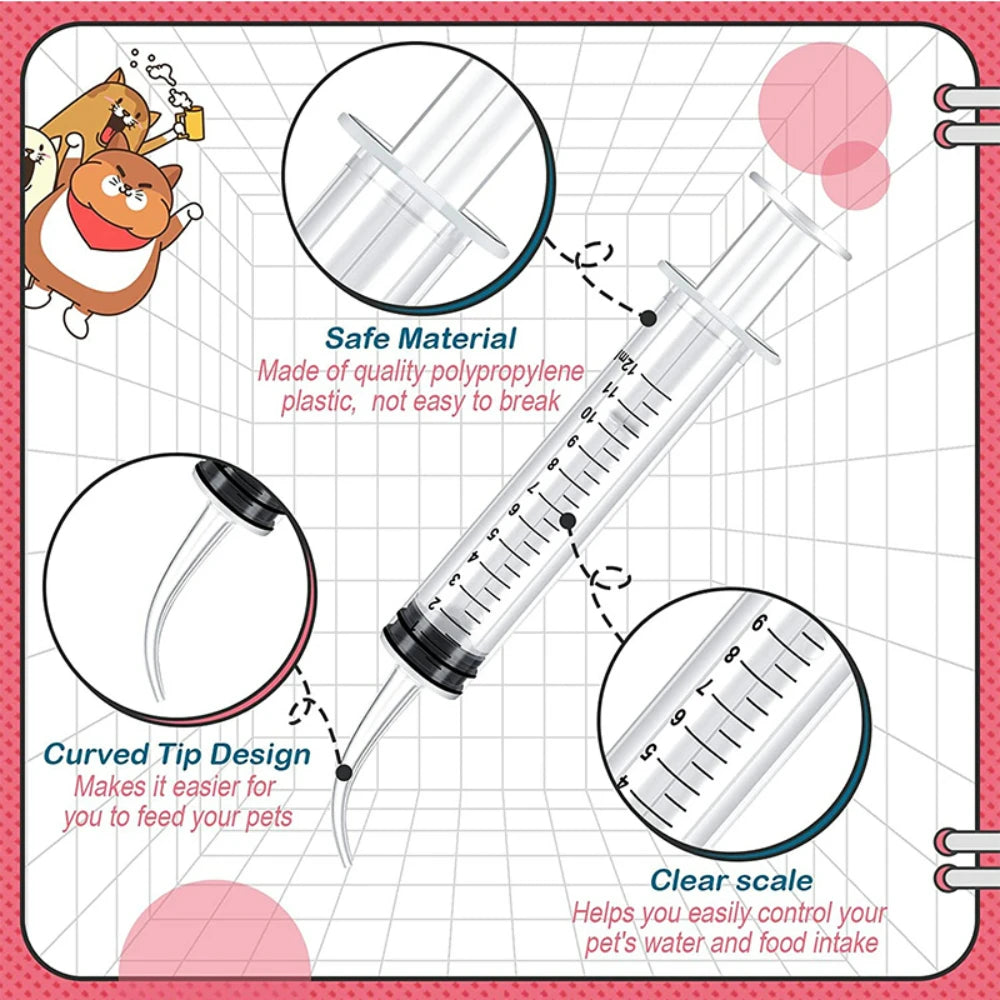 12ml Pet Feeding Syringe Curved & Liquid Syringe Feeding