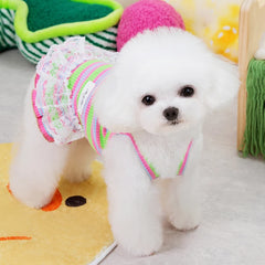 Stripped Dog Dress Clothes Summer Colorful Puppy Skirt